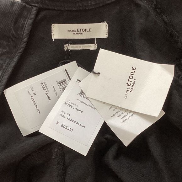 ISABEL MARANT ETOILE Size 34 (US XS) NWT Laure Robe Dress Faded Black Denim Gray - Picture 6 of 16